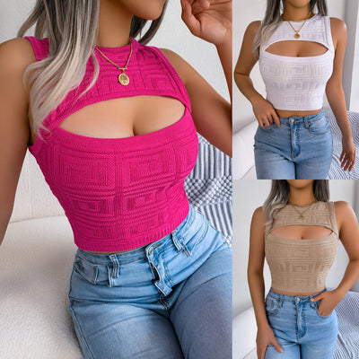 Tops Hollow Out Top Cropped Knitted Tank Women Clothes