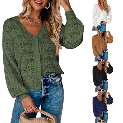 Knitted Sweaters Women Autumn And Winter V-neck Button-down Clothes